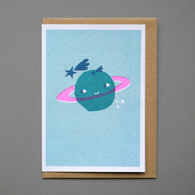 Load image into Gallery viewer, Saturn Riso Printed Greeting Card
